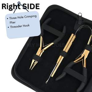 DIY Gold <b>Hair</b> <b>Extension</b> pliers Kit with Microbead Crimp Tool <b>Beads</b> Remover Loop Threader Wire & Hook <b>hair</b> <b>extension</b> tools Kit - Product Image 4