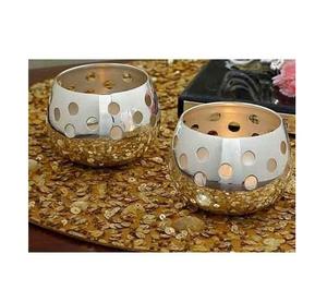 Pot de bougie à texture argentée en métal au design élégant forme ronde pour la maison et le mariage lumières de table décor pot de bougie - Product Image 2