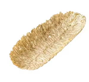 Couleur or plateau de service moderne en laiton conteneur plateaux feuille forme salon décor bol décoration de la maison assiette de fruits - Product Image 4