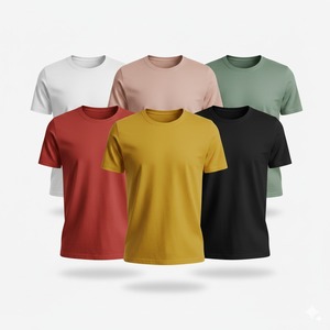 Camisetas de Hombre Modernas y Ajustadas de Manga Corta, Tejidas en Algodón y Fibra de Bambú, Cuello Redondo, Logotipo Frontal Vintage, Estilo Urbano, Primavera-Otoño - Product Image 5