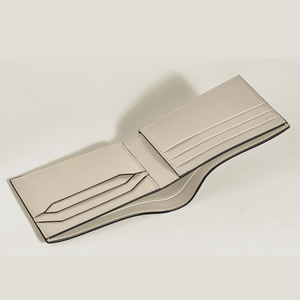 Genuine Leather Slim <b>Fold</b> <b>Wallet</b> Cloudy Beige Minimalist Design Unisex Daily Use RFID Blocking Vintage - Product Image 4