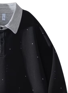 Sweat-shirt à col rond décontracté pour homme, gris clair rose, surdimensionné, 100% coton, manches longues, pull d'hiver, uni, teinture unie, devant - Product Image 5