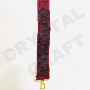 สายกระเป๋าลูกปัดสีแดงสีขาวทองอุปกรณ์เสริมสำหรับกระเป๋า - Product Image 2