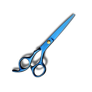 Ciseaux de coupe de cheveux de haute qualité Shine Blue Color Razor Edge Outils de coupe de cheveux avec vis réglable Ciseaux à poignée droite - Product Image 2