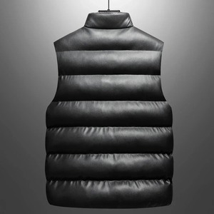 Chaqueta de cuero cálida para hombre de otoño e invierno, ropa de marca, chaleco de lona con cuello levantado, chaleco informal transpirable sin mangas, abrigo - Product Image 3