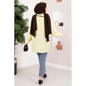 ชุดฮิญาบสีเหลืองแบบเรียบง่ายพร้อมปกปักลาย - Product Image 5