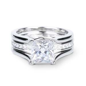 Jeulia Interchangeable Princess Cut Sterling Silver Engagement Ring Set - Product Image 2