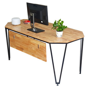 Bureau de direction en chêne en forme de L, style industriel contemporain de luxe BGD68073 - Product Image 1