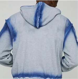 Jersey con logotipo personalizado, sudaderas con capucha de gran tamaño para hombre, ropa de calle de 350 GSM, sudadera con cremallera teñida para hombre - Product Image 3