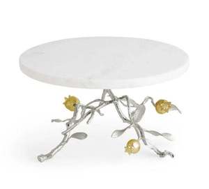 Luxury Metal <b>Cake</b> Stand with Smooth Marble <b>Top</b> and Stylish <b>Gold</b> Base Perfect for <b>Cake</b> Display at Weddings and Celebrations - Product Image 1