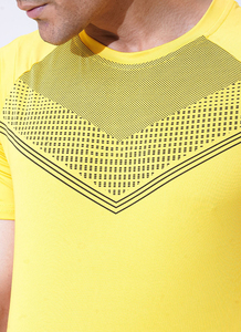 Gym T-shirt Hommes Sports Manches Courtes Jaune Slim Fit Running T Shirt Male Workout Tee Tops Summer Fitness Clothing - Product Image 3