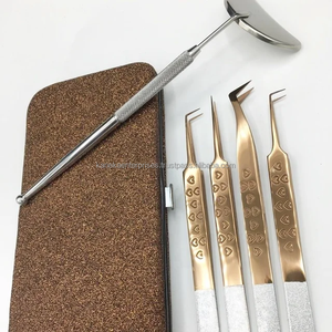 Pinzas Profesionales Personalizables Antiestáticas de Precisión para Pestañas, Acero Inoxidable, Oro Rosa, Plata, Punta de Fibra Brillante - Product Image 2