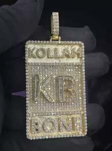 Colgante de Moissanite Real de corte redondo de 4 quilates para hombre, chapado en oro amarillo de 14 quilates - Product Image 4