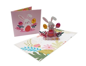 Top Trending Rabbit Easter 3D Pop Card Vendedor caliente Regalos Diseño personalizado Artesanías cortadas con láser de Vietnam Impresión offset - Product Image 5