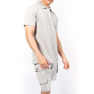 Conjuntos de camisetas polo y pantalones cortos en blanco al por mayor ropa de hombre de dos piezas de talla grande algodón de calle transpirable hombres conjunto doble 2024 - Product Image 2