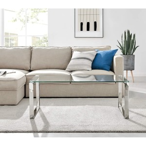 Mesa de Centro Moderna y Ecológica con Marco de Metal y Tapa de Vidrio Perspex para Sala de Estar, Oficina en Casa o Comedor - Product Image 2