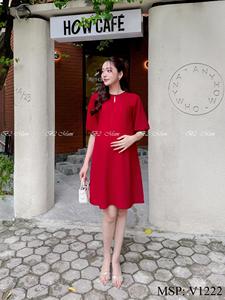 V1222 Robe de maternité confortable avec motif floral en tissu de velours durable Style droit non décoloré - Product Image 2