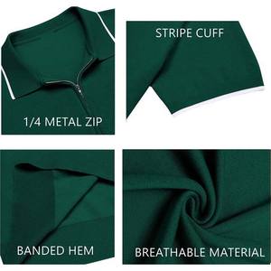 2025 nouveauté haute qualité coton grande taille hommes polos demi fermeture éclair été respirant hommes Polo T-Shirts couleur verte - Product Image 5
