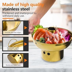 Plateau de fête en acier inoxydable doré Serveur de buffet réutilisable pour aliments froids pour fruits Snack Catering pour boulangerie Service glacé - Product Image 3