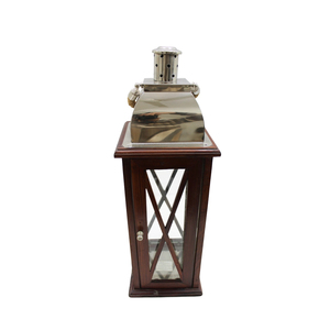 Farol de Madera y Acero de Diseño Nuevo (Niquelado) con Asa de Yute - Product Image 5