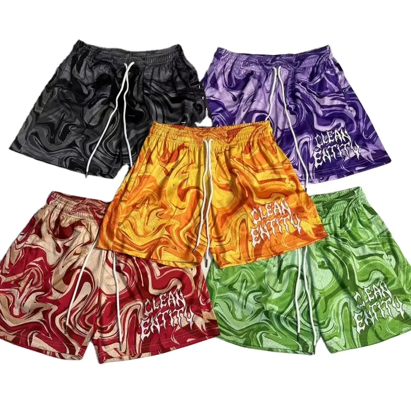Custom Logo Sports Shorts Sublimation Print Trendy High Quality Fabrics Basketball Casual Elastic Double Layer Mesh Men Shorts