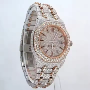 36 MM lujo VVS Moissanite diamante helado hecho a mano de alta calidad Buss Down movimiento automático reloj de acero inoxidable para mujer - Product Image 3