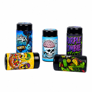 Bocaux en verre UV noir mat de 100 ml imprimés sur mesure avec couvercles anti-odeur résistants aux enfants pour le stockage en gros d'herbes sèches et de fleurs - Product Image 6