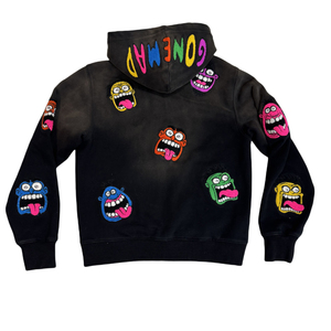 Meilleure vente Patch Chenille Zipper Hoodie Applique Serviette Broderie Casual Personnalité 50% Coton Lavé Polaire À Capuche pour Hommes - Product Image 2