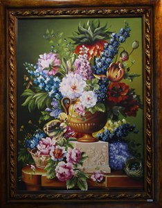 Sang trọng cổ điển sơn bền nhẹ dầu dựa trên hoa handpainted Khung vải trang trí nội thất hình & bức tranh chân dung - Product Image 2