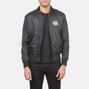 Blouson bombardier pour hommes de style urbain avec écusson logo et fermetures à boutons pression Blouson coupe-vent pour hommes - Product Image 1