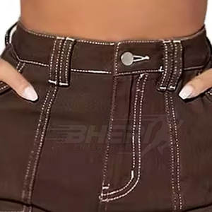 Nuevo estilo para uso al aire libre, pantalones vaqueros de lona para mujer, cintura media, Parte delantera plana, la mejor calidad, Color sólido, a prueba de viento, ropa de moda transpirable - Product Image 6