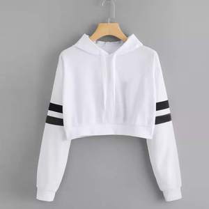 Sudadera Corta de Invierno de Alta Calidad, Personalizada, Tejida, Informal, para Mujer, Color Sólido, Manga Larga, Blanca, Lisa - Product Image 1