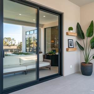 Portes de garage modernes en verre coulissant avec moustiquaire en fibre de verre pour jardin extérieur et intérieur - Product Image 1