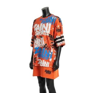 Camiseta Larga de Algodón Grueso para Mujer, de Doble Capa, Estilo Urbano, con Estampado Gráfico, Logotipo Sublimado, Camiseta de Algodón para Mujer - Product Image 4