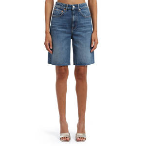 Shorts en jean pour femmes, coupe slim, style décontracté, uni, teinture unie, séchage rapide et extensible - Product Image 4