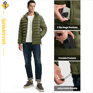 Veste matelassée imperméable coupe-vent à fermeture éclair pour homme, vêtement d'extérieur chaud matelassé épais, veste softshell tendance - Product Image 3