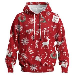 Sweat-shirt à capuche de Noël, polaire chaud et confortable, pull décontracté imprimé pour hommes et adolescents, cadeau tendance, style Noël, joie cool - Product Image 1