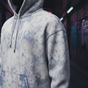 Sudadera con Capucha Personalizada de Estilo Retro Futurista de los 90, Lavada al Ácido, Holgada, de Felpa Gruesa para Hombre, 100% Algodón - Product Image 4