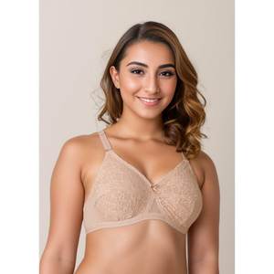 Lot de 2 soutiens-gorge tricotés en coton modèle ortie sans fil non rembourrés avec toucher en dentelle dans la peau et les couleurs noires - Product Image 2