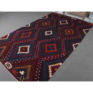 พรมขนาด 6.2x9.8 ฟุต, พรมวินเทจตุรกี, พรมขนสัตว์คิลิมสีแดง - Product Image 2