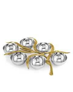 Cuenco de acero inoxidable pulido brillante elegante para servir frutas secas con fundición en relieve borde Floral estilo americano frutero moderno - Product Image 4