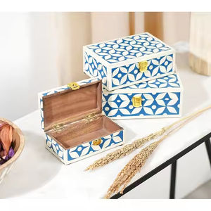 Incrustation d'os faite à la main en Inde belle boîte-cadeau d'incrustation d'os décorative pour la maison avec des conceptions personnalisées artisanat en nacre - Product Image 5
