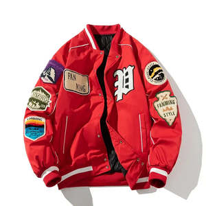 Blouson réversible vintage pour homme, en cuir imperméable, avec fermeture éclair, patchwork brodé, ODM, taille XS, pour le printemps et l'automne - Product Image 5