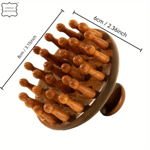 Vente chaude 100% bambou cheveux peigne Logo personnalisé à la mode maison Salon cuir chevelu masseur en bois tête ronde Massage - Product Image 6