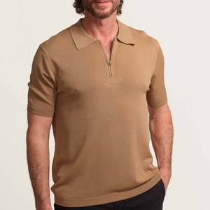 Vente chaude Personnalisé Hommes Vêtements D'été Quarter Zip Polo T-shirts À Manches Courtes Tissu Solide Quart Zip Polo Col Hommes Chemises - Product Image 1
