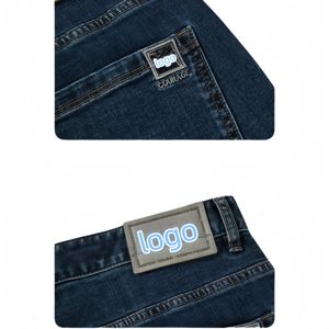 กางเกงยีนส์ขาตรงปักลายสำหรับผู้ชายไซส์พิเศษซักด้วยไฟเสื้อผ้าแนวสตรีทผ้าเดนิมตกแต่งโลโก้ด้วยลายปะติด - Product Image 4