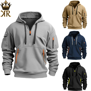 Sweat-shirt pour homme, simple et élégant, gris, coupe ample, pull-over en coton doux, streetwear, sweat-shirt avec poche avant - Product Image 2