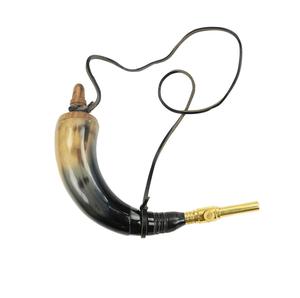 Poudre de buffle Corne à boire Pointe en laiton poli Taille personnalisée au meilleur prix Artisanat Corne à poudre de buffle - Product Image 1