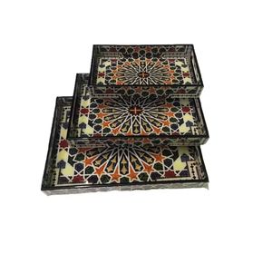 ชุดถาดพิมพ์สติกเกอร์แผ่นเคลือบ MDF งานทำมือ3ชิ้นถาดเสิร์ฟดอกไม้ตกแต่งบ้าน - Product Image 1