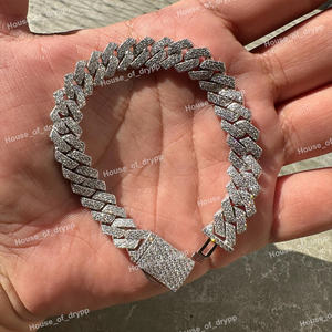 Pulsera Cubana con Incrustaciones de Diamantes Moissanite en Plata 925, Cierre de Caja, Joyería Masculina de Lujo Estilo Hip Hop - Product Image 2